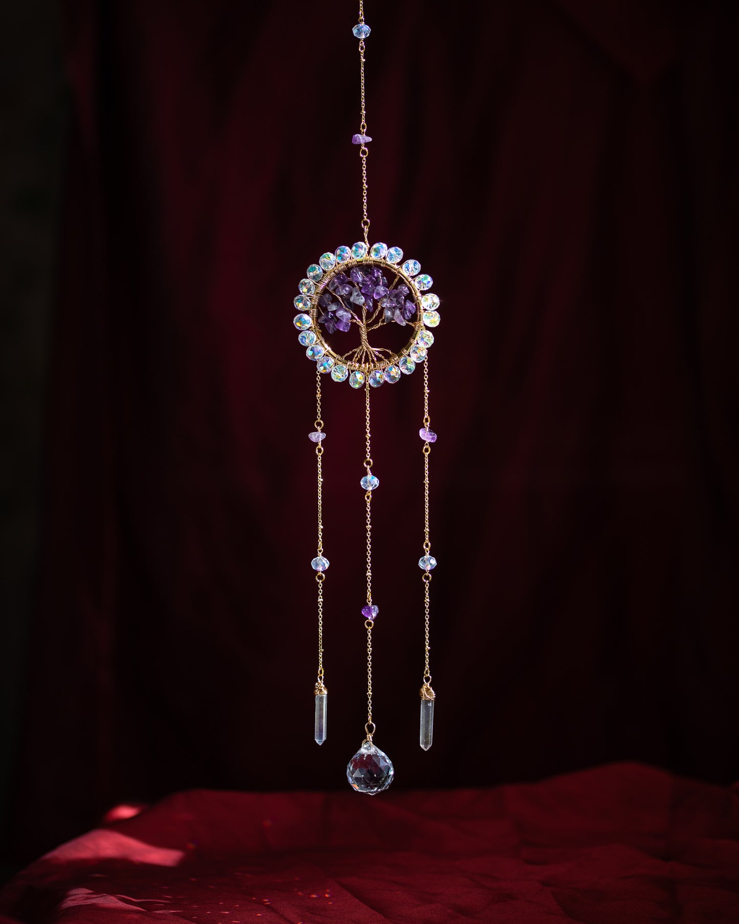 Atrapasol con prismas de cristal del Árbol de la Vida