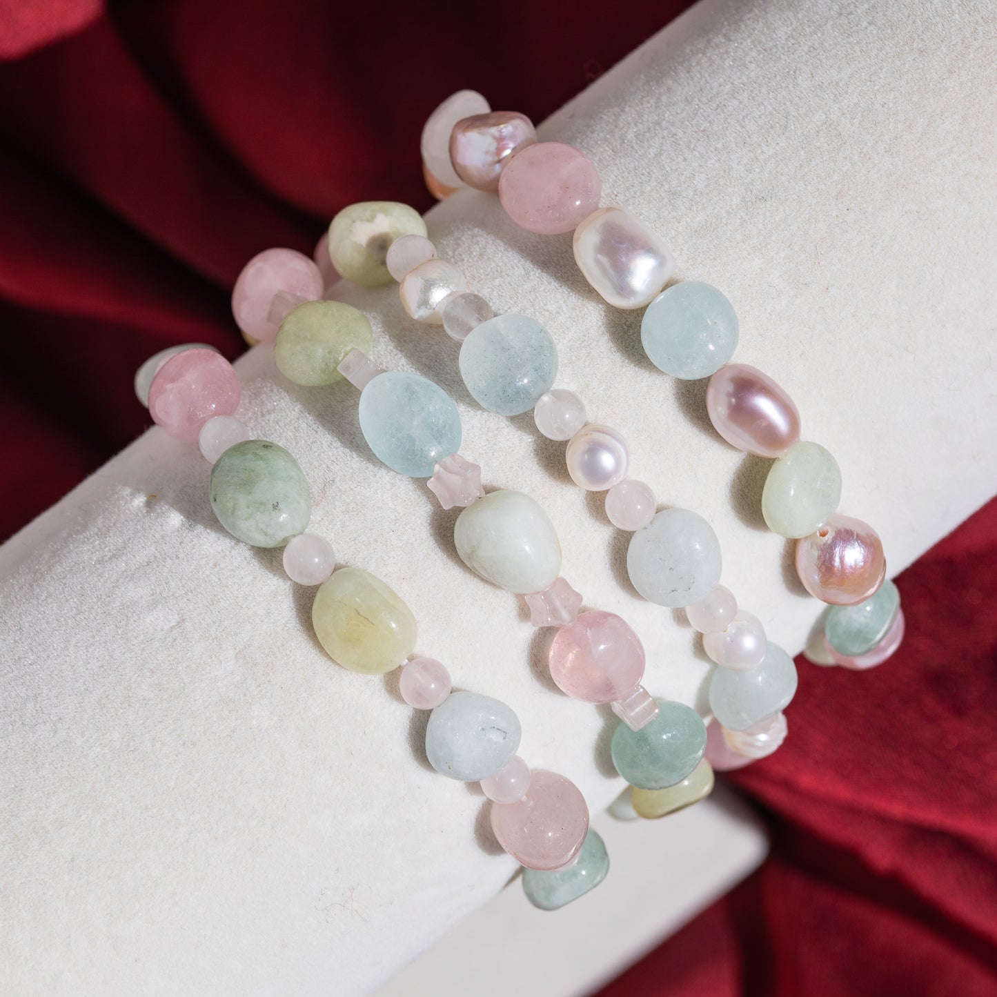 Morganite Pastel Gemstone Stretch Bracelet