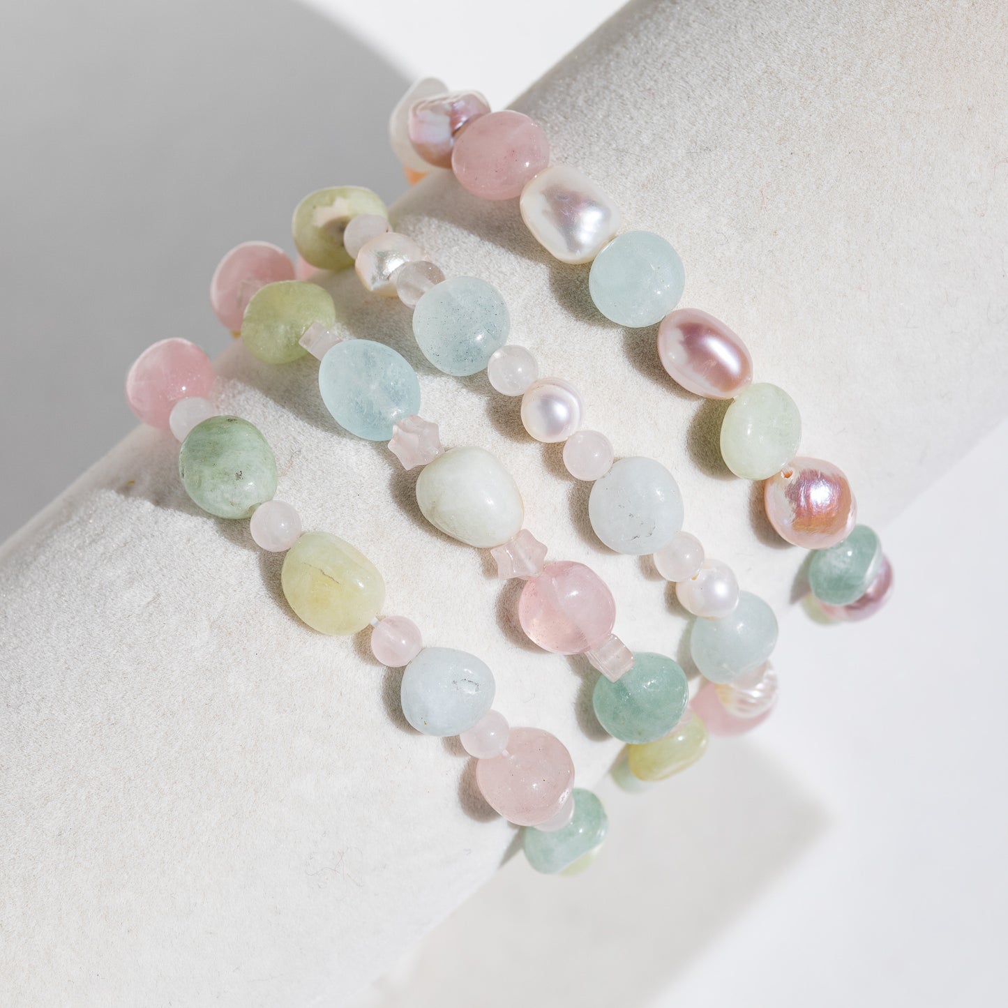 Morganite Pastel Gemstone Stretch Bracelet