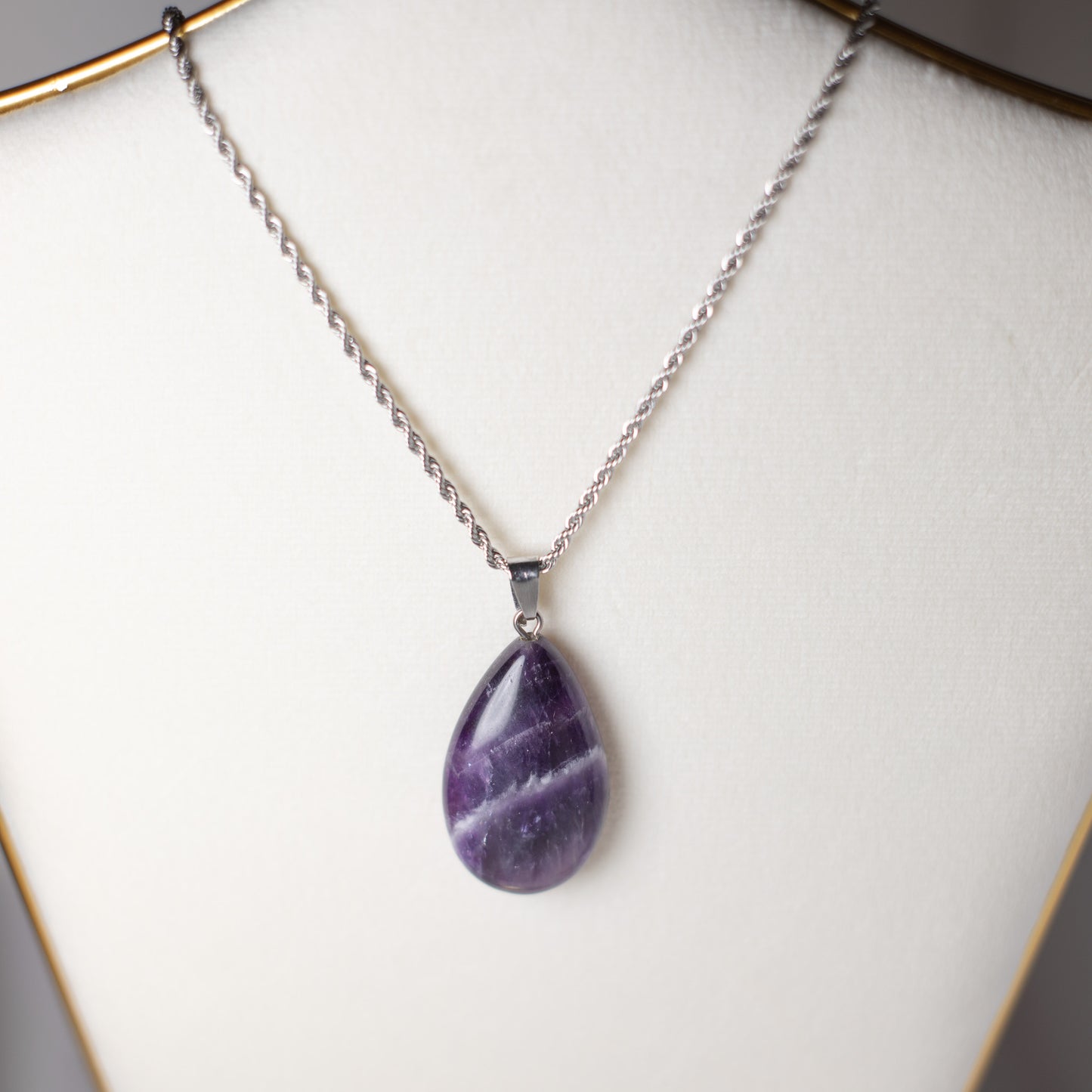 Bold Amethyst Teardrop Necklace