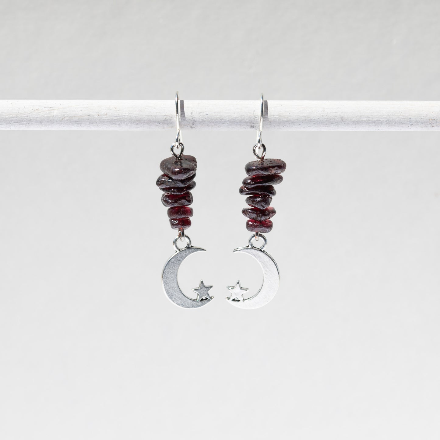 Pendientes de cristal pulido de luna nueva