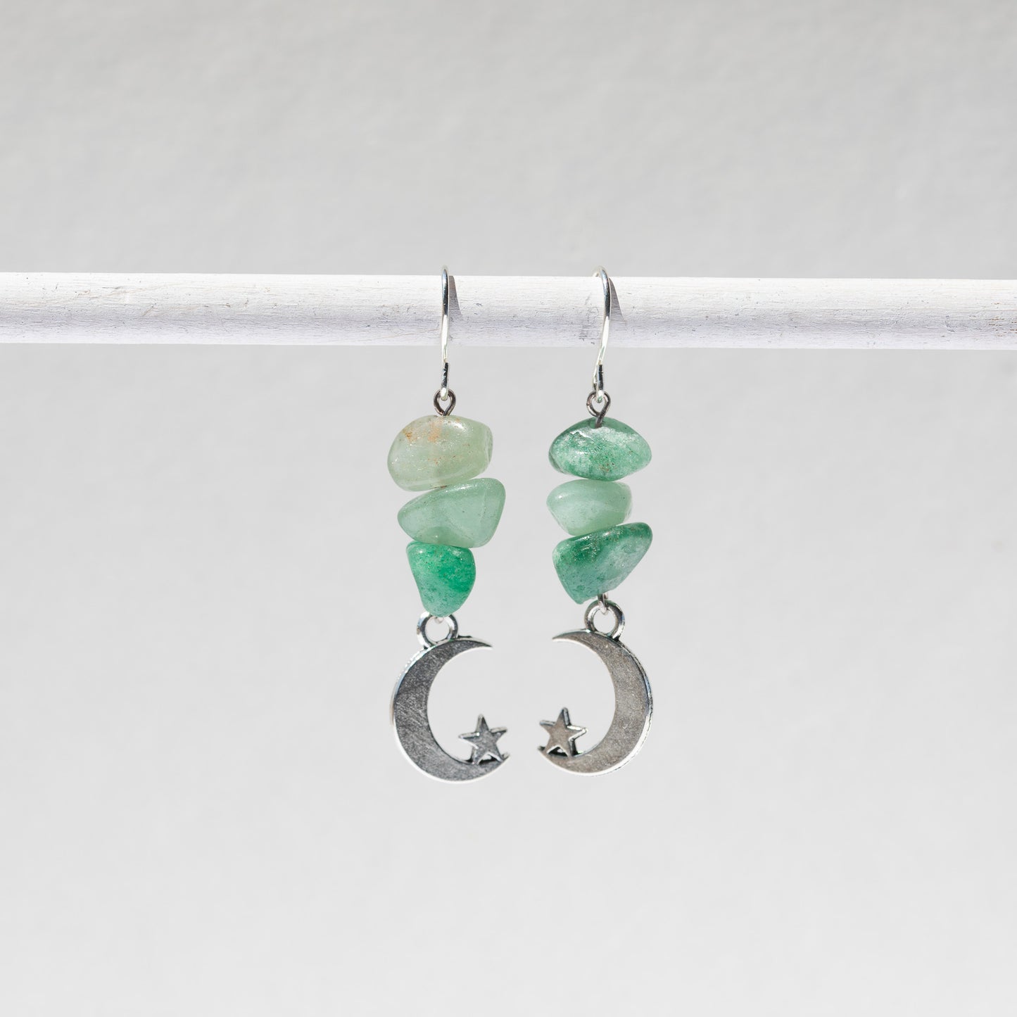 Pendientes de cristal pulido de luna nueva
