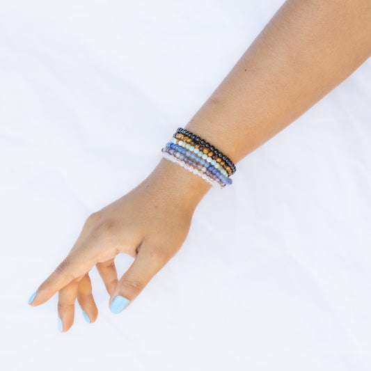 Round Dainty Crystal Gemstone Stretch Bracelet