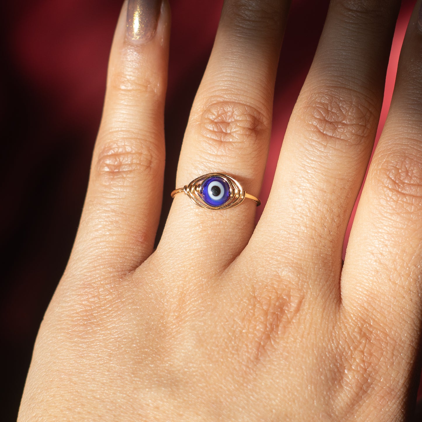 Anillo ajustable de mal de ojo