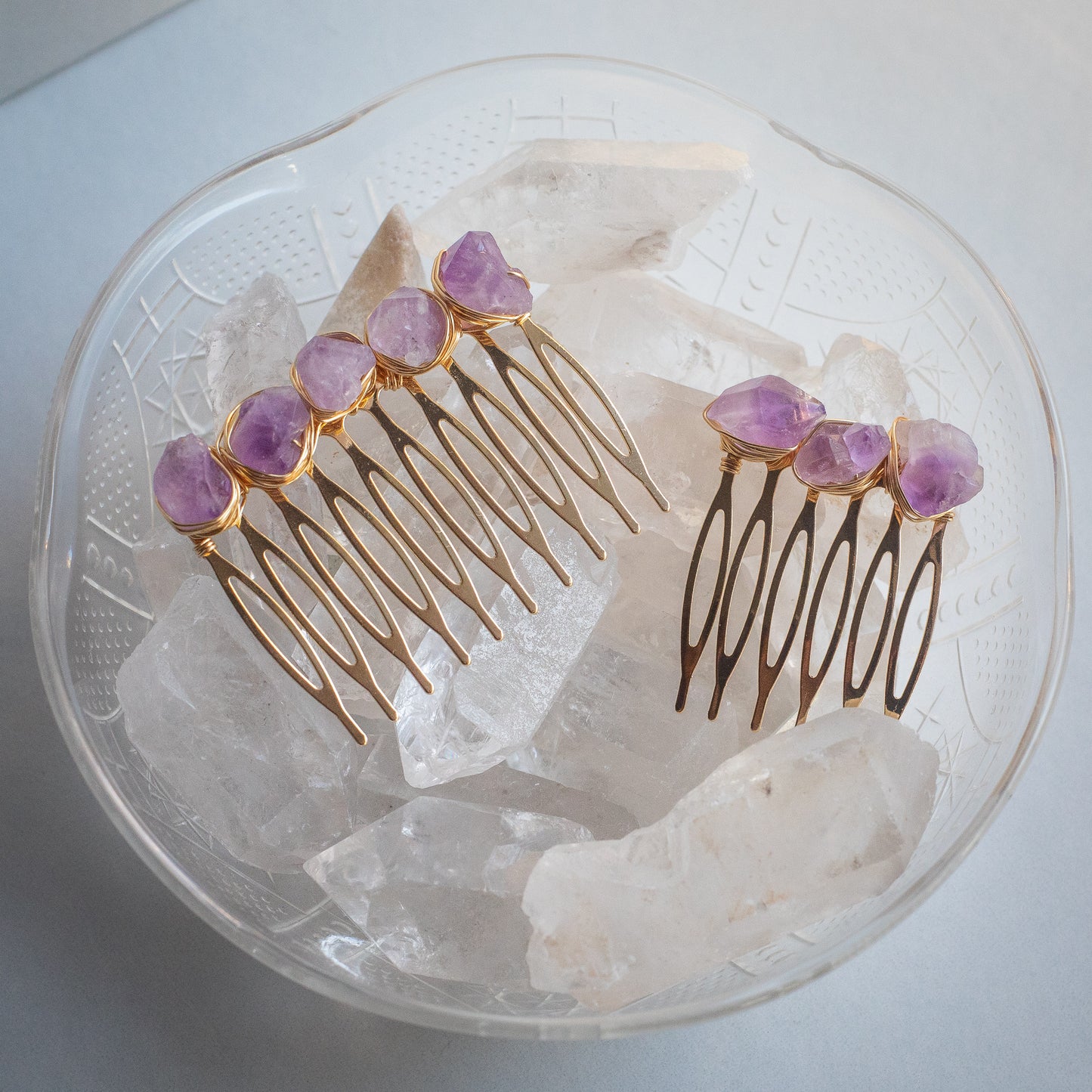 Amethyst Hair Combs