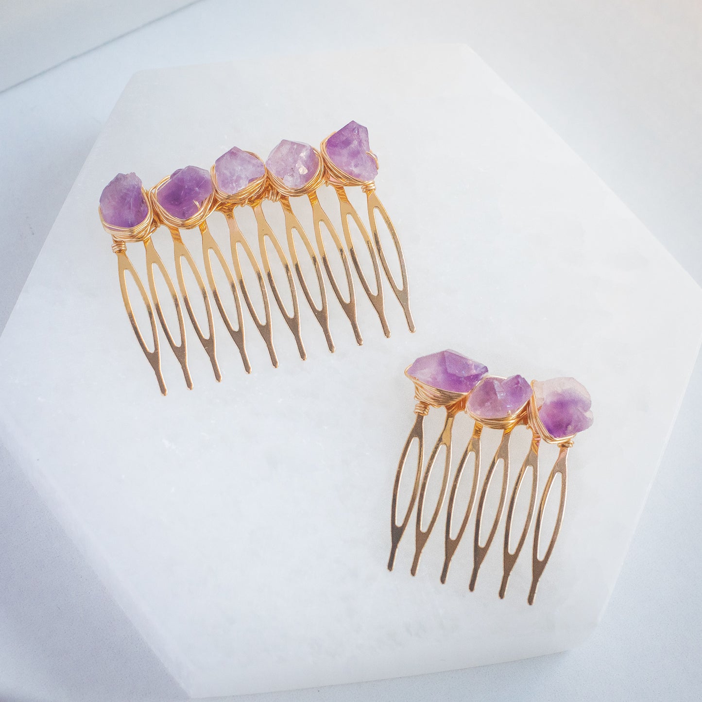 Amethyst Hair Combs