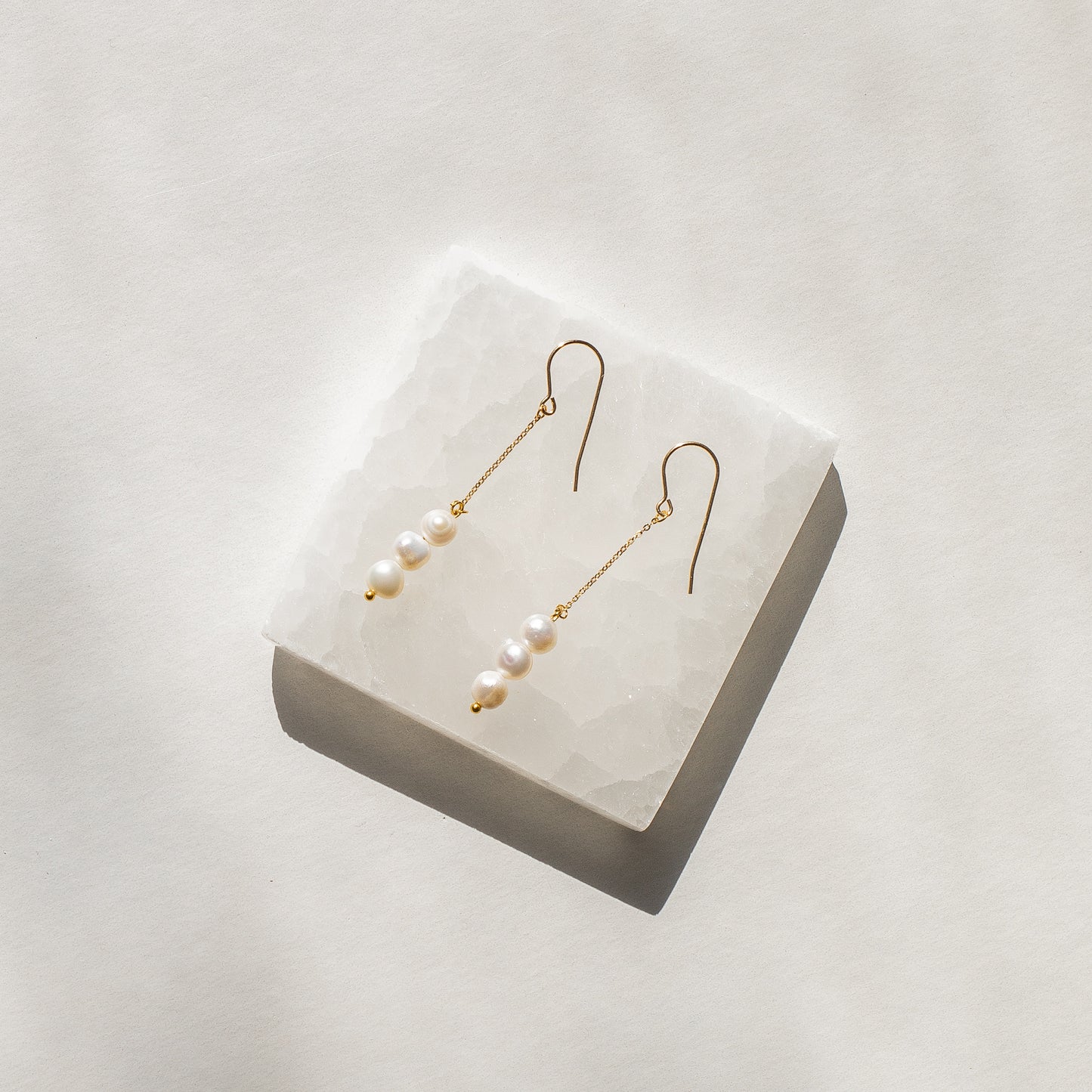 Pearl Trio Dangle Earrings (14k Gold Filled)
