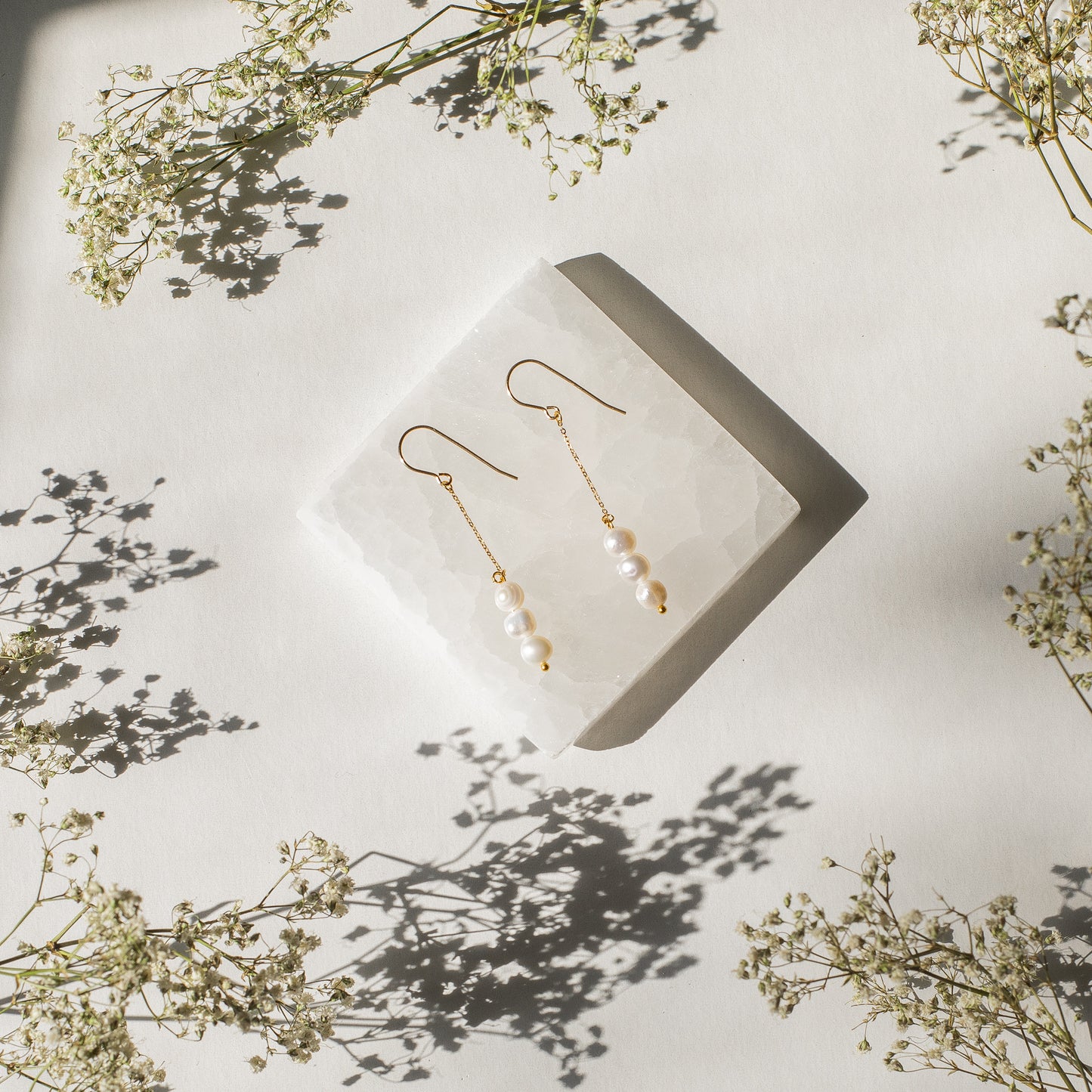 Pearl Trio Dangle Earrings (14k Gold Filled)
