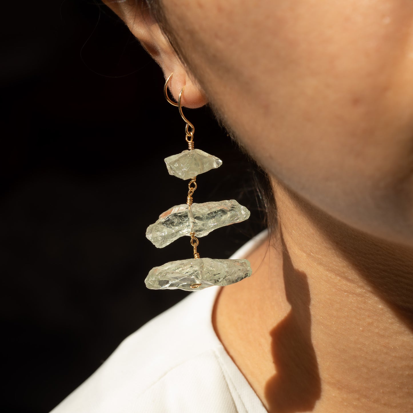 Raw Green Quartz Earrings