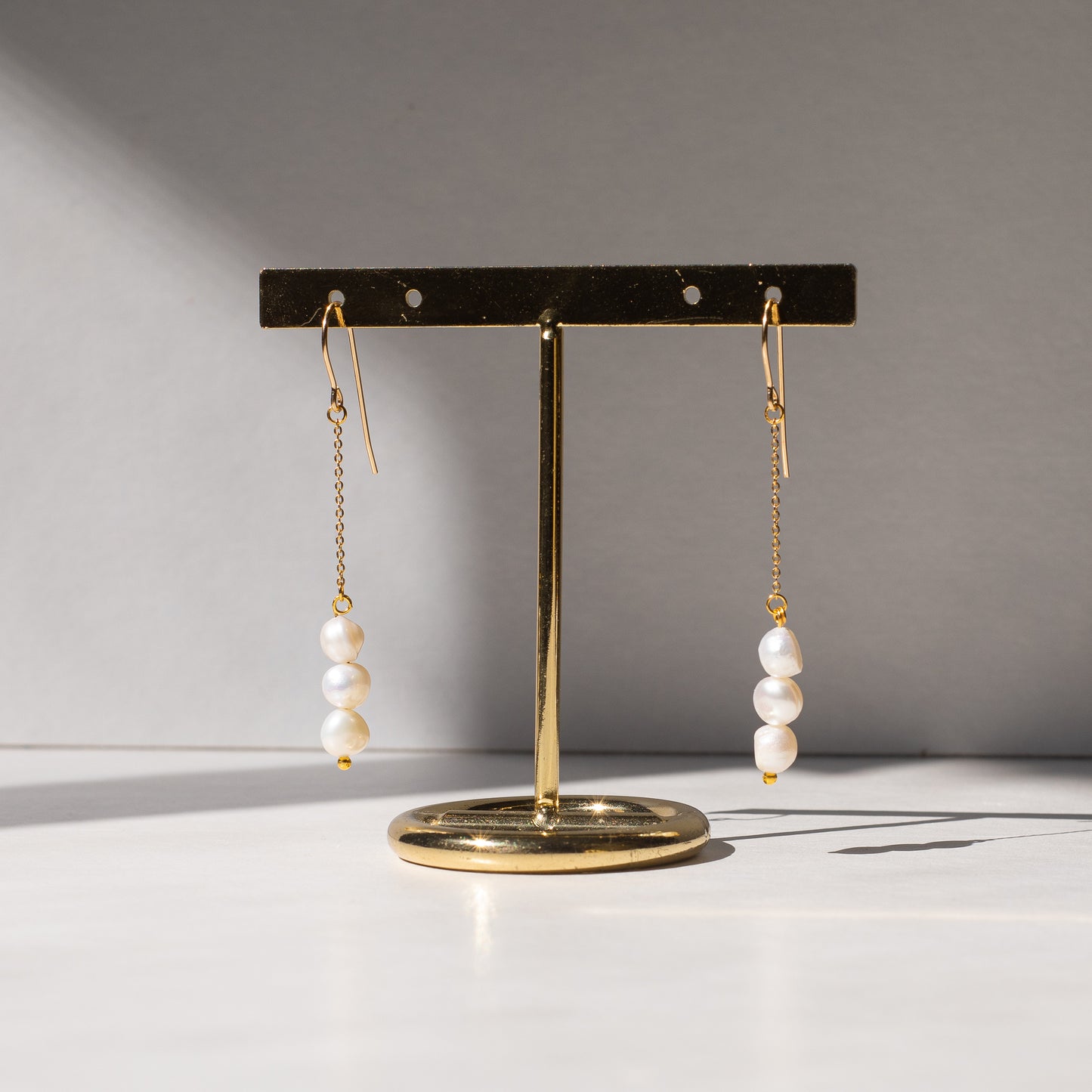 Pearl Trio Dangle Earrings (14k Gold Filled)