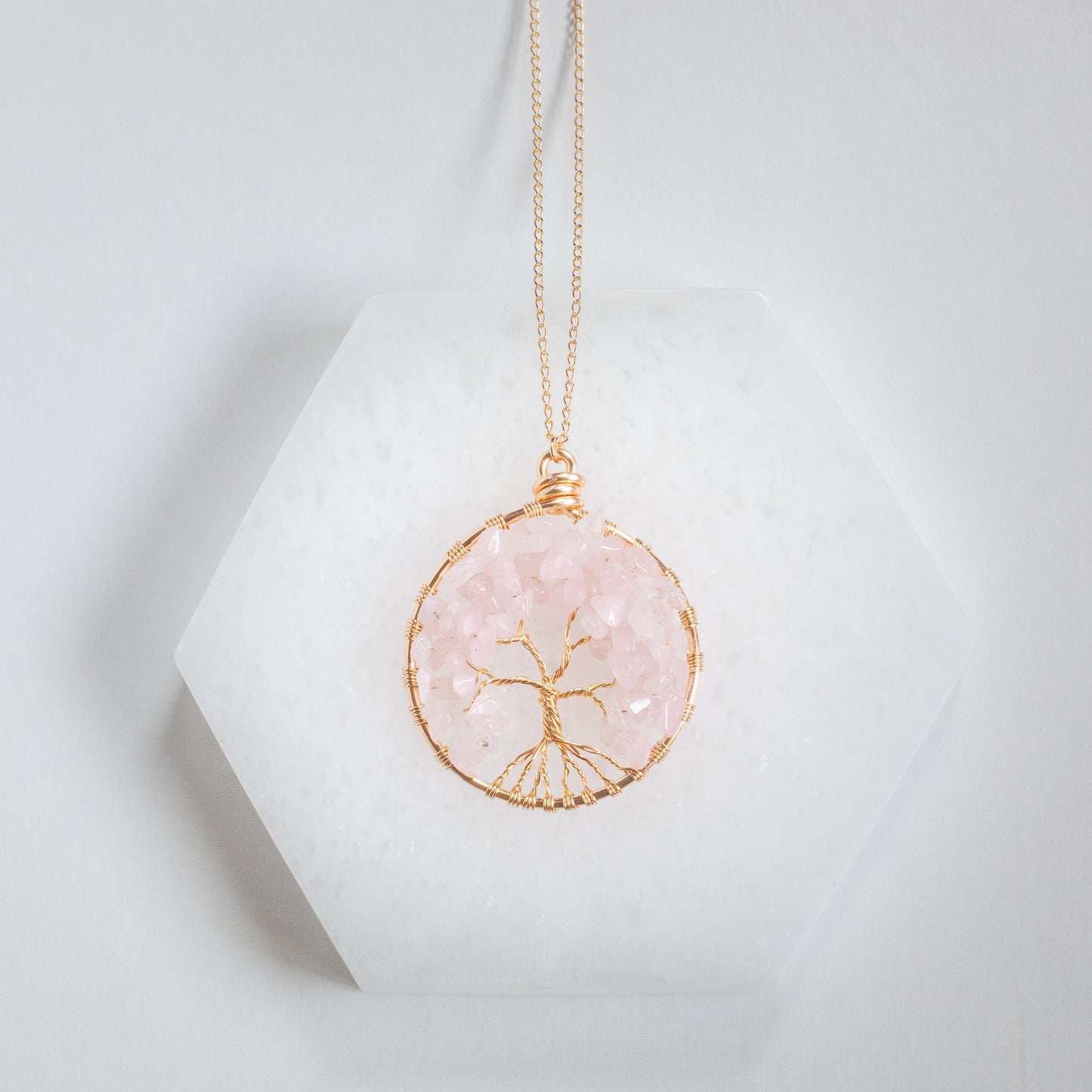 Tree of Life Crystal Pendant Necklace (24k Gold Filled)