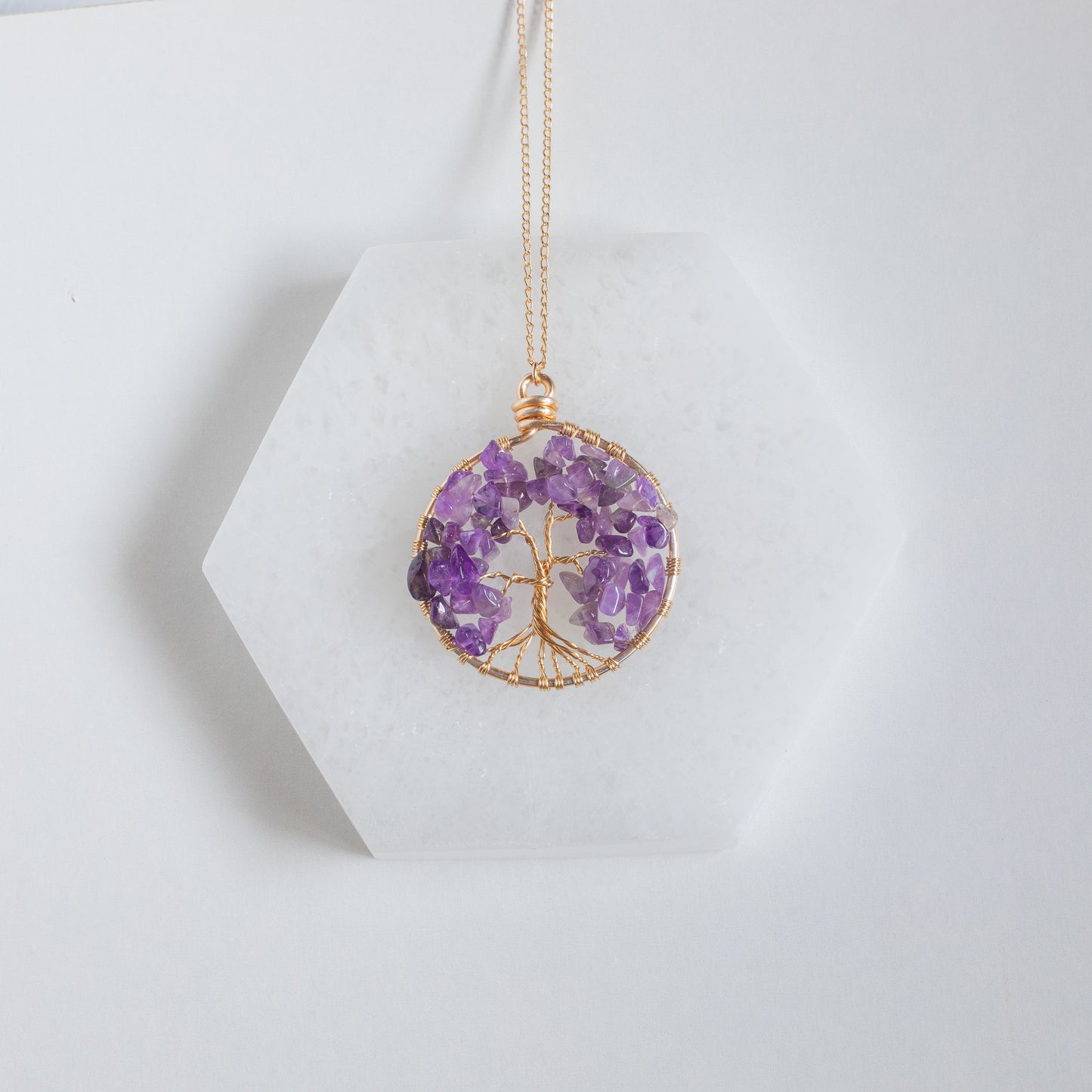Tree of Life Crystal Pendant Necklace (24k Gold Filled)
