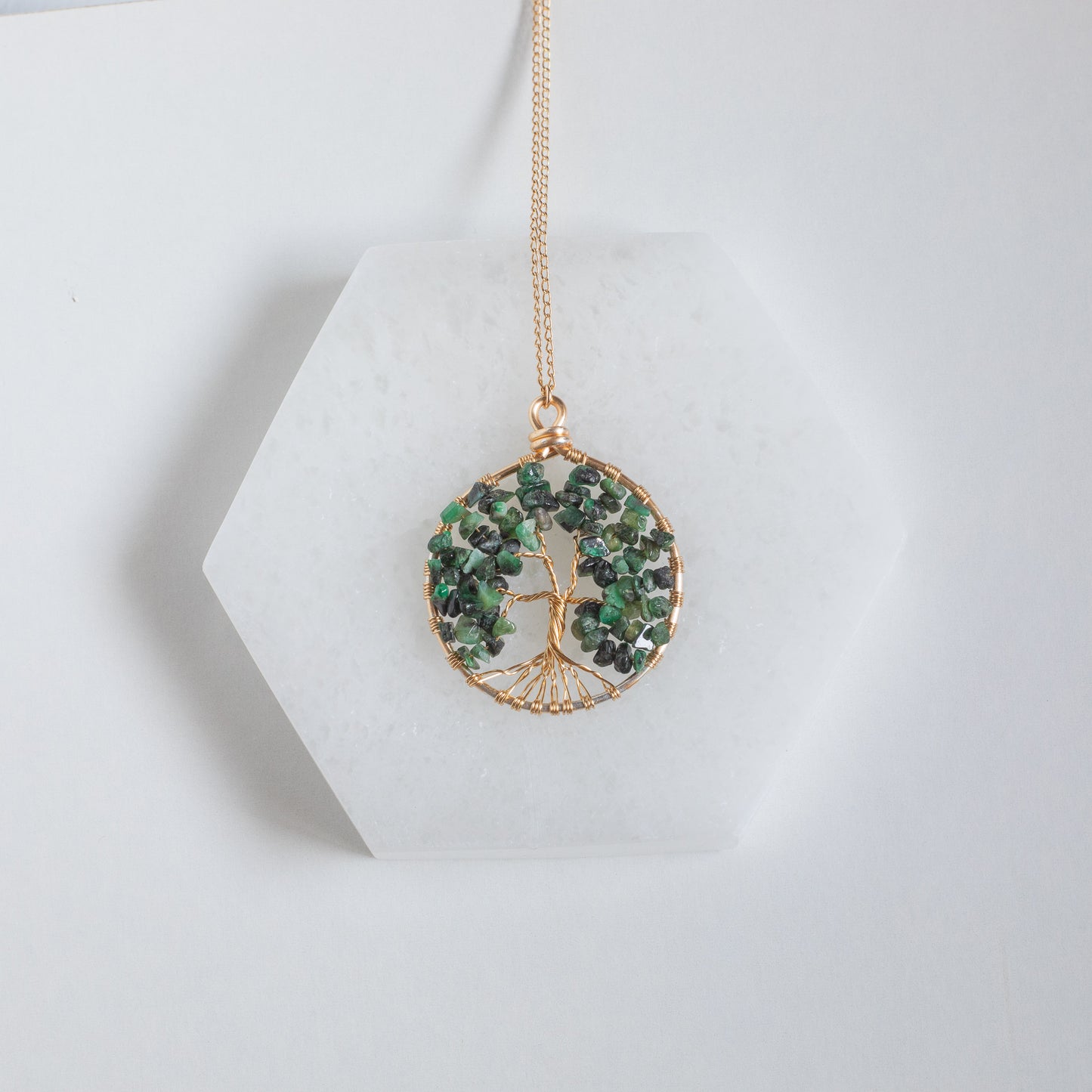Tree of Life Crystal Pendant Necklace (24k Gold Filled)