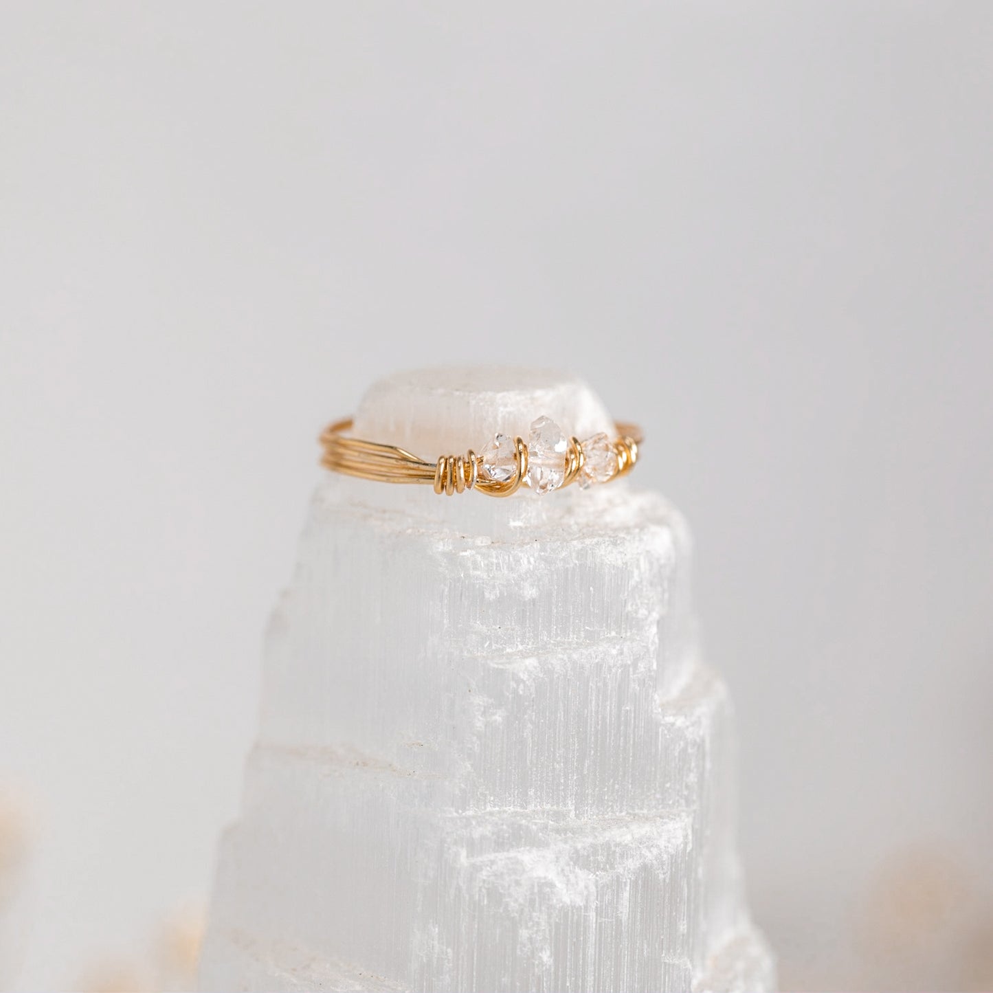 Dainty Herkimer Diamond Ring
