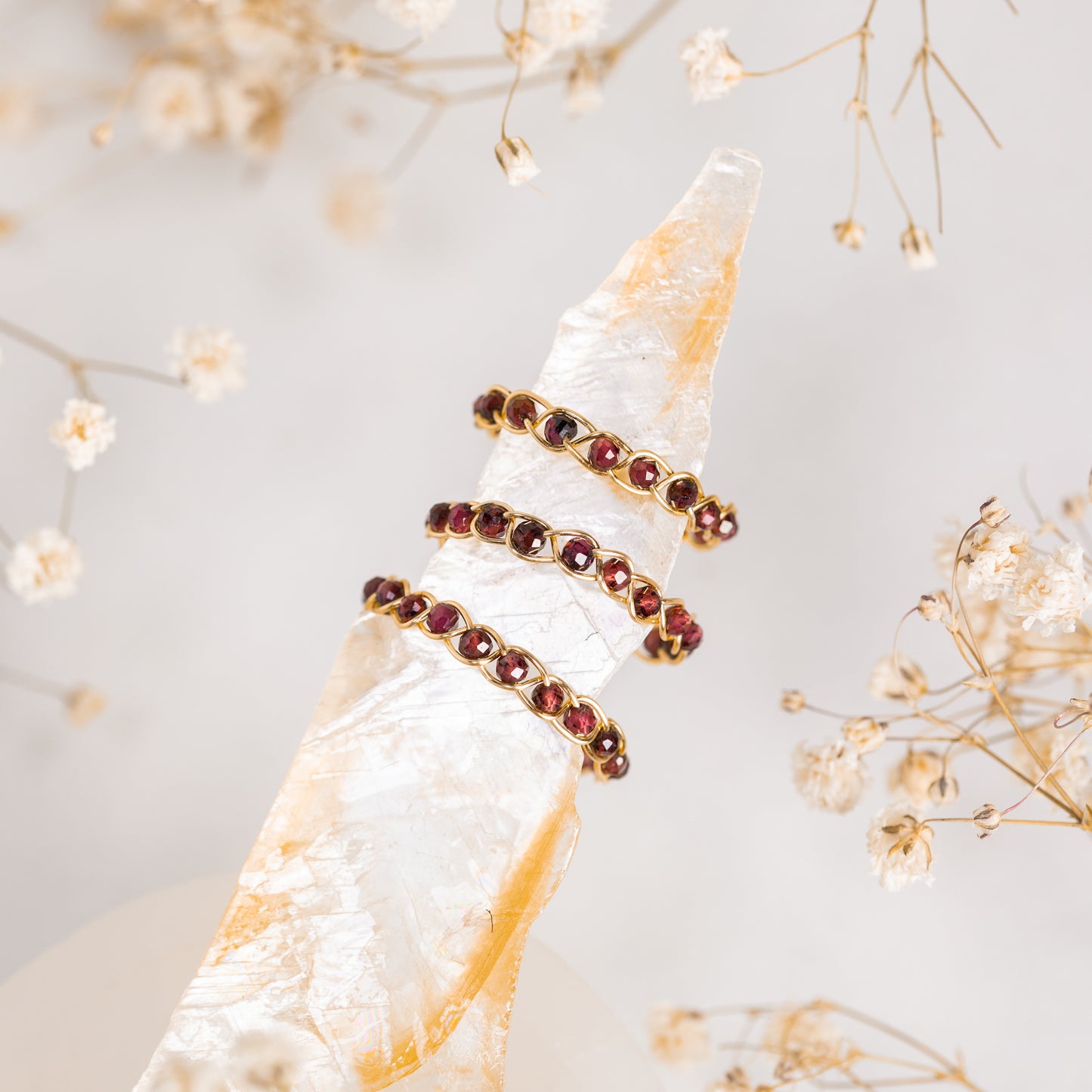 Garnet Braided Wire Ring