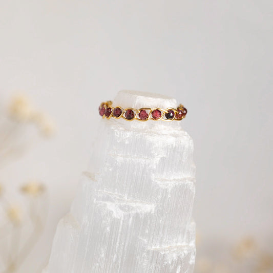 Garnet Braided Wire Ring