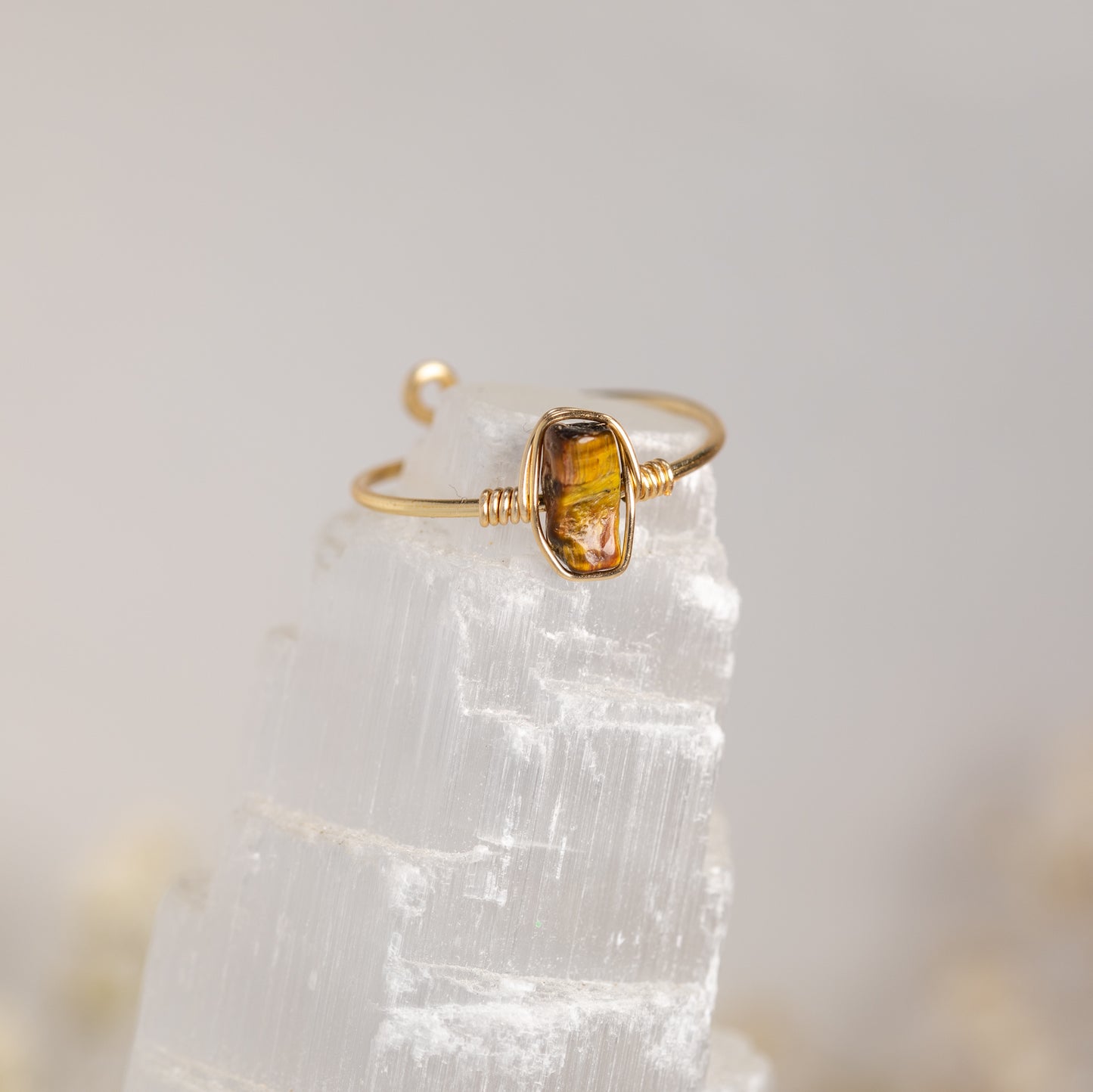 Dainty Adjustable Gemstone Ring