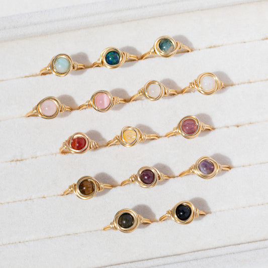 Wire Wrapped Gemstone Ring (Gold)