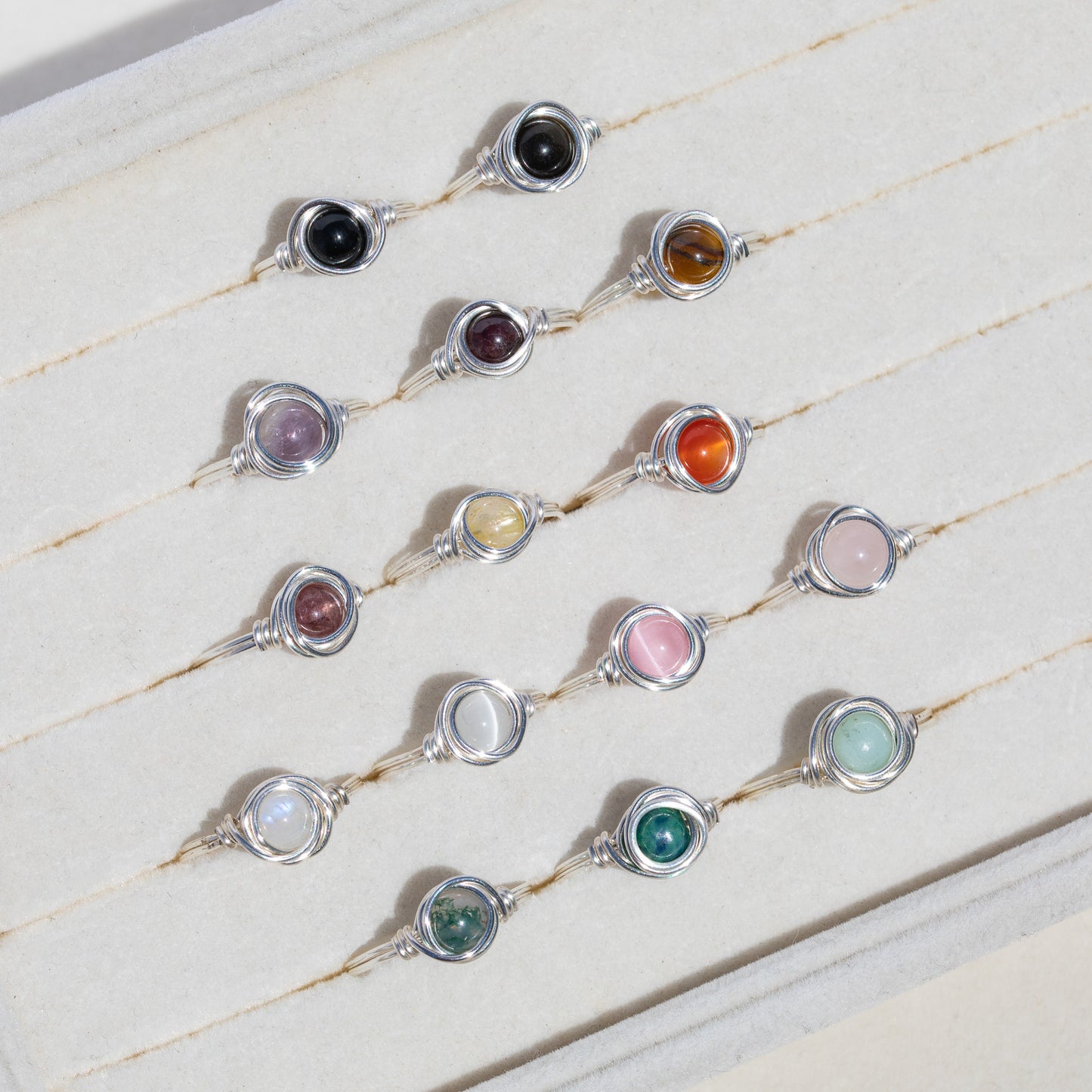 Wire Wrapped Gemstone Ring (Silver)