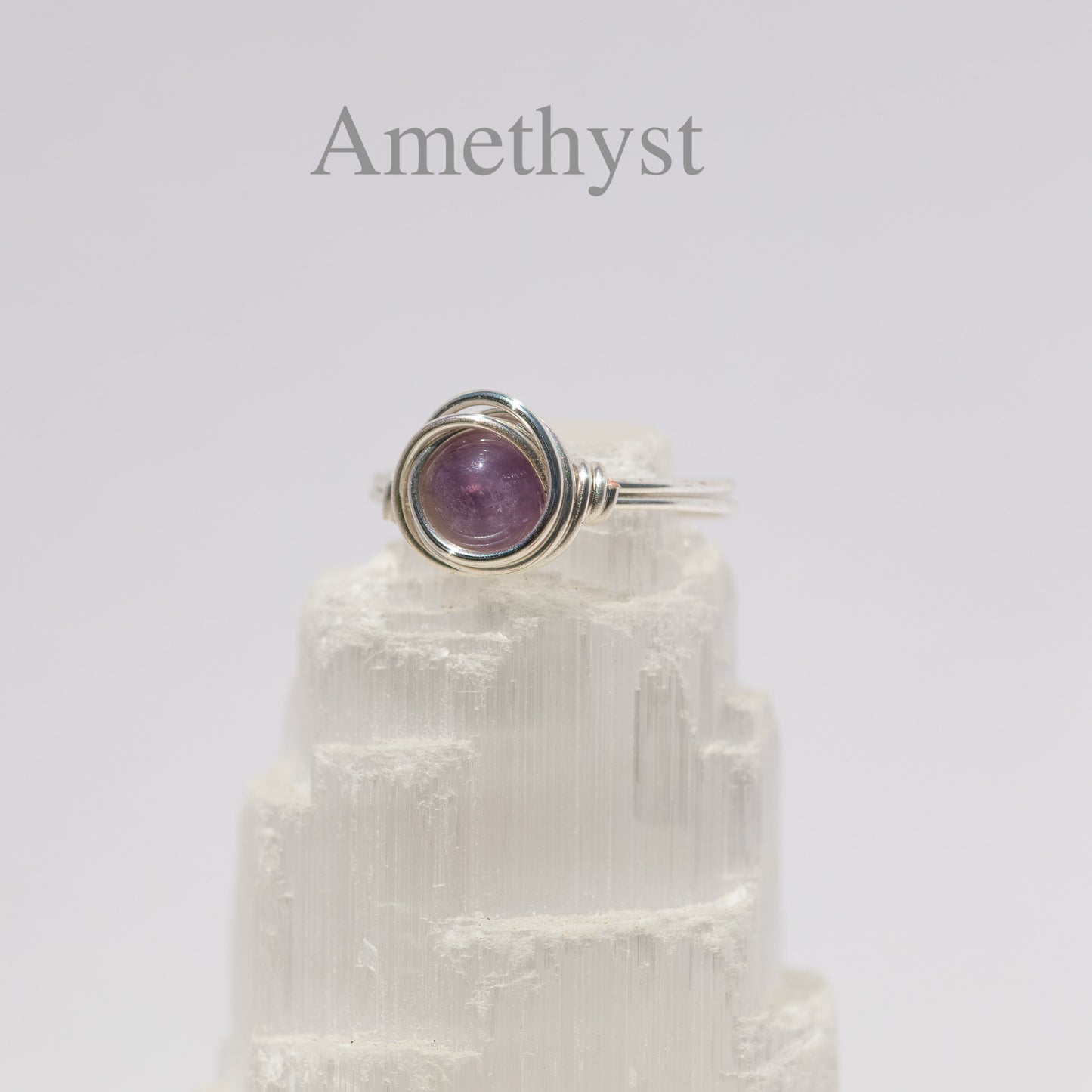 Wire Wrapped Gemstone Ring (Silver)