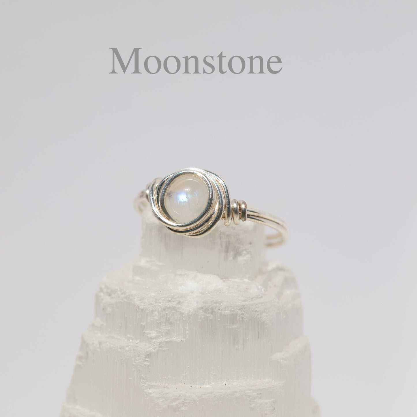 Wire Wrapped Gemstone Ring (Silver)