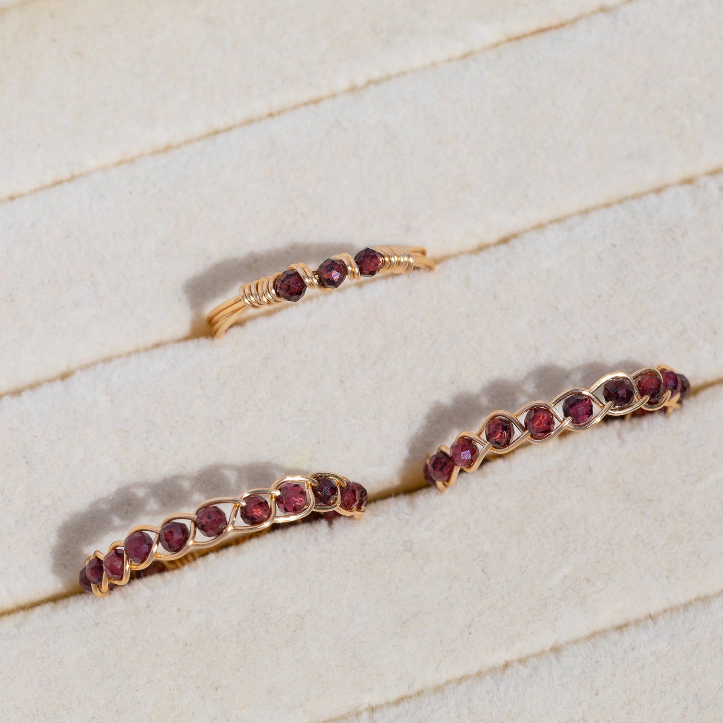 Garnet Braided Wire Ring