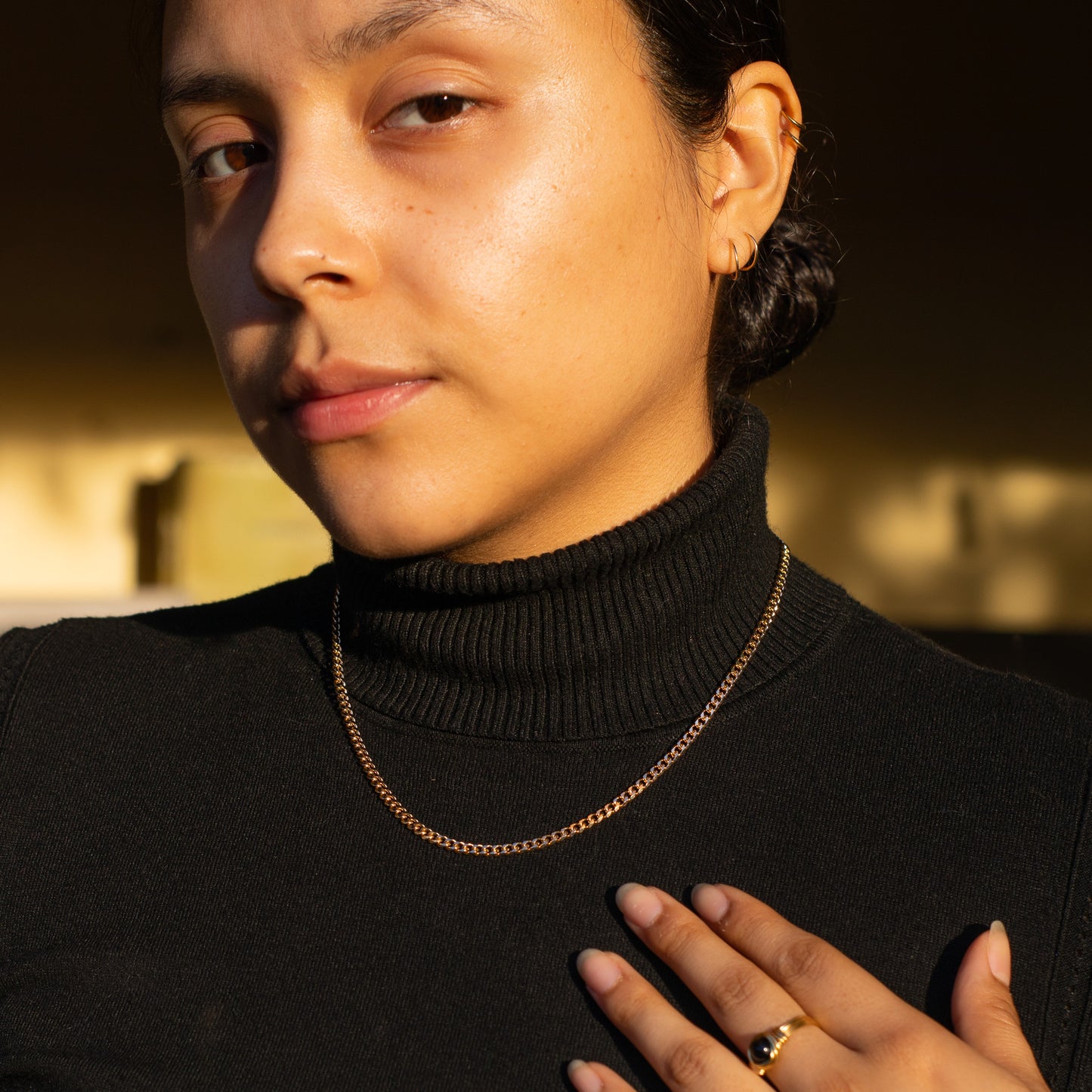 Thin Cuban Chain Necklace (18k Gold Filled)