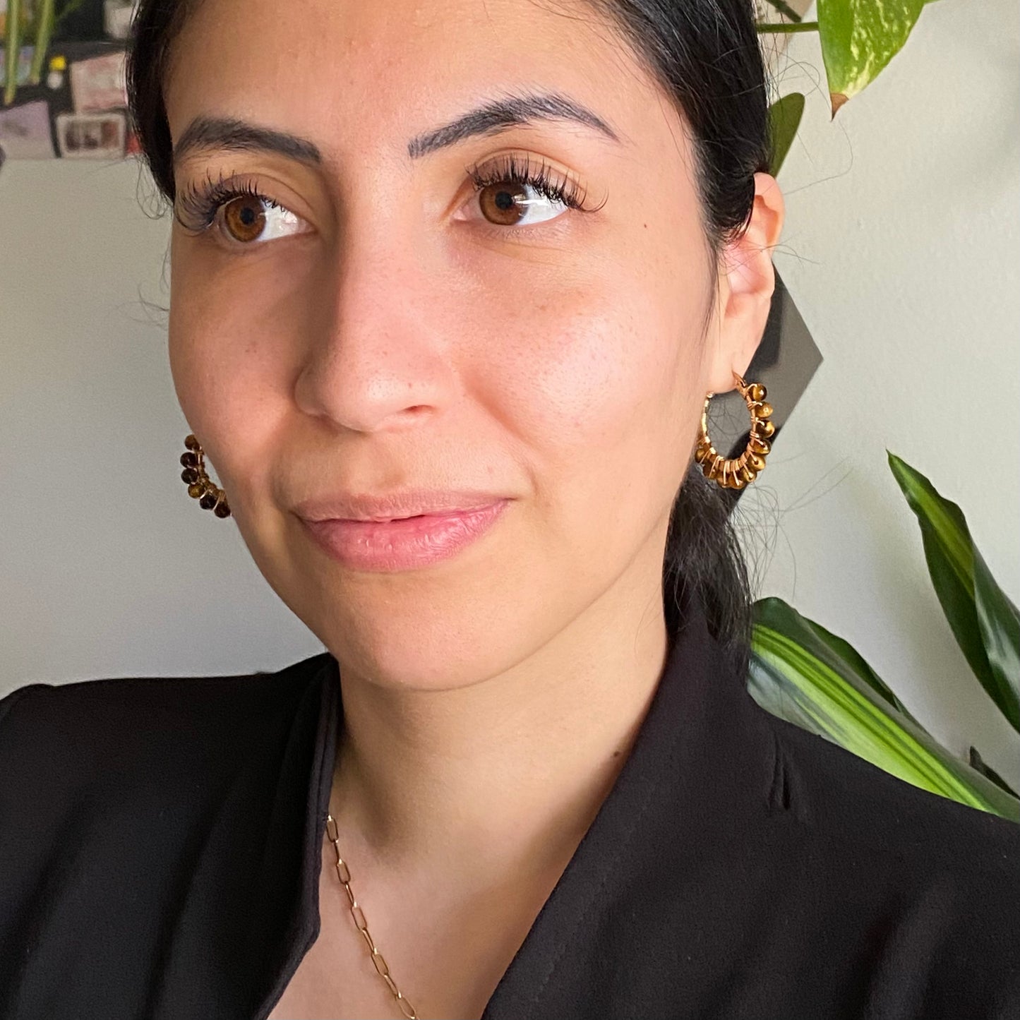 Wire Wrapped Crystal Hoops