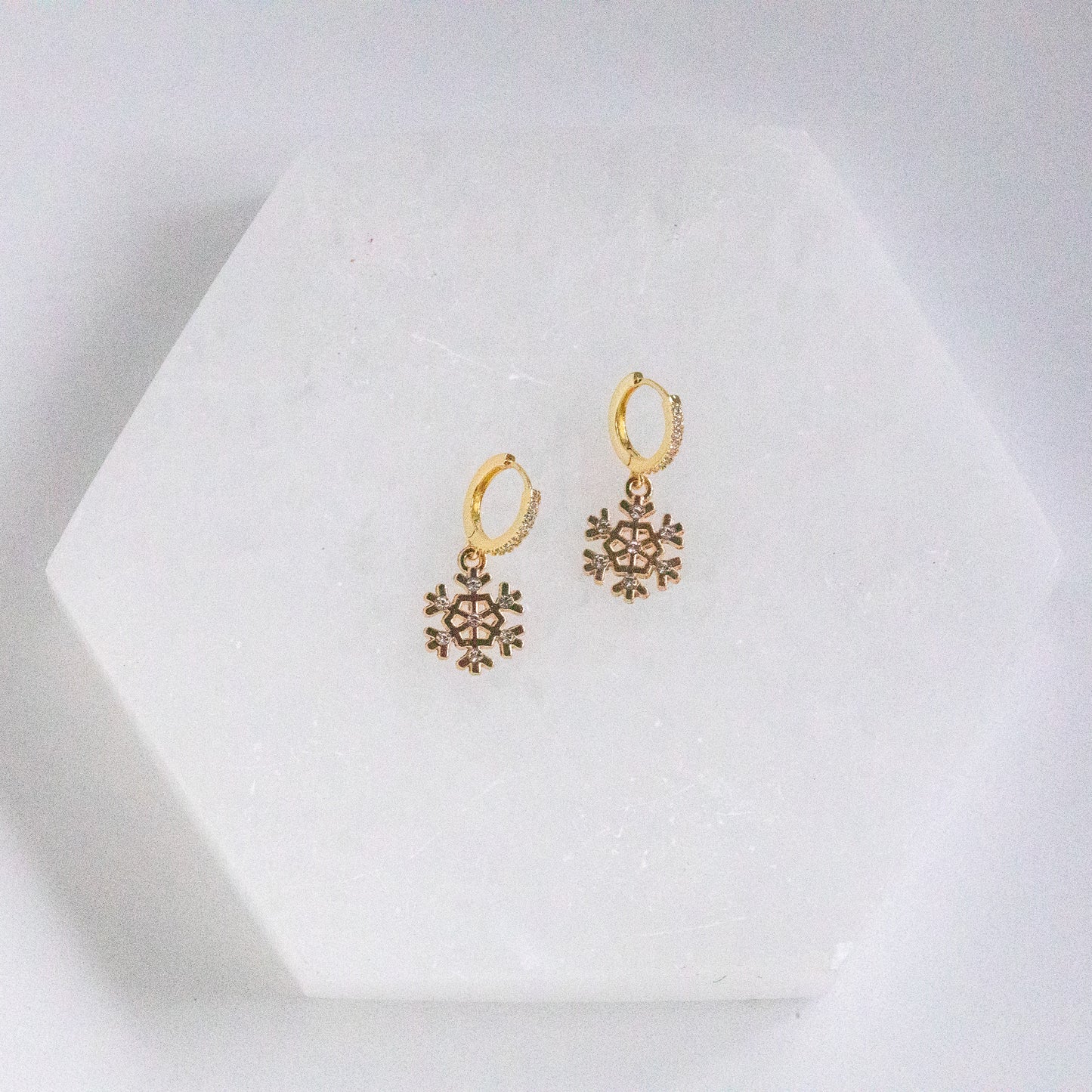 Diamond Snowflake Huggie Earrings