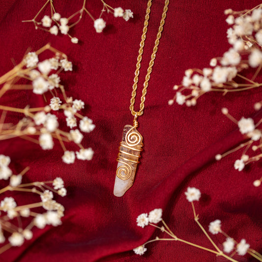 Spiral Wire Wrapped Citrine Necklace