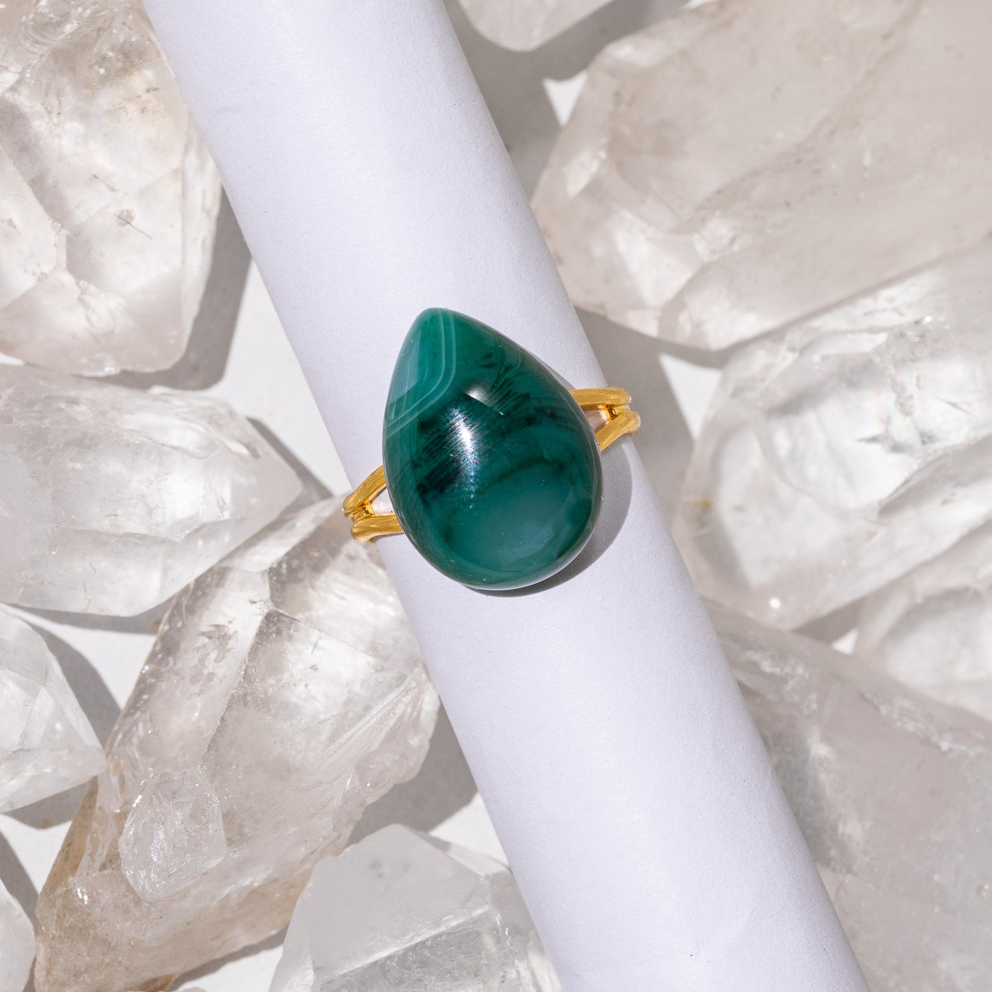 Teardrop Gemstone Adjustable Statement Ring