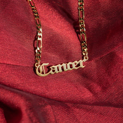 Zodiac Nameplate Necklace (Gold Filled)