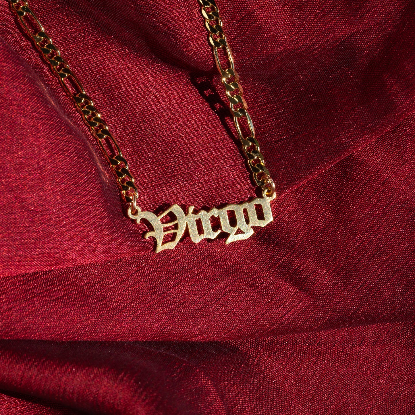 Zodiac Nameplate Necklace (Gold Filled)