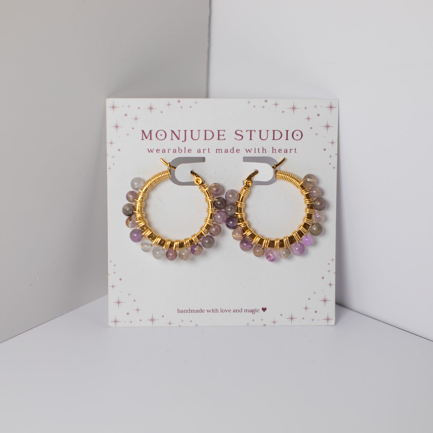 Wire Wrapped Crystal Hoops