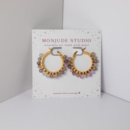 Wire Wrapped Crystal Hoops