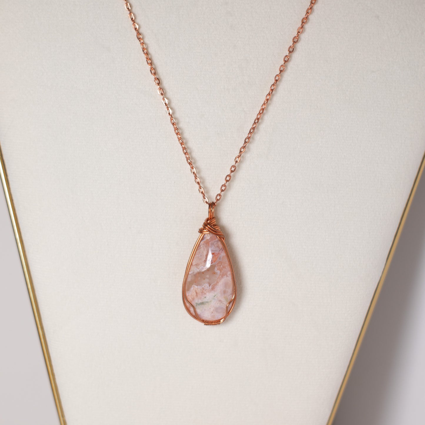 Rhodochrosite Copper Pendant Necklace