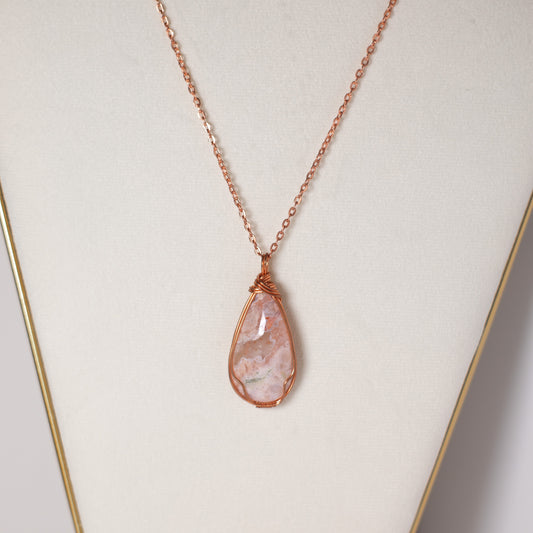Rhodochrosite Copper Pendant Necklace