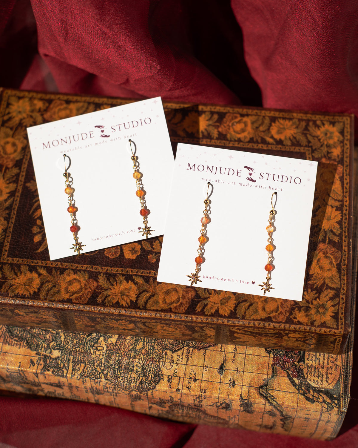 Dainty Gemstone Star Drop Earrings