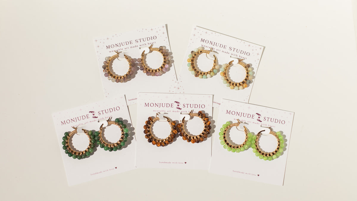 Wire Wrapped Crystal Hoops