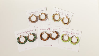 Wire Wrapped Crystal Hoops