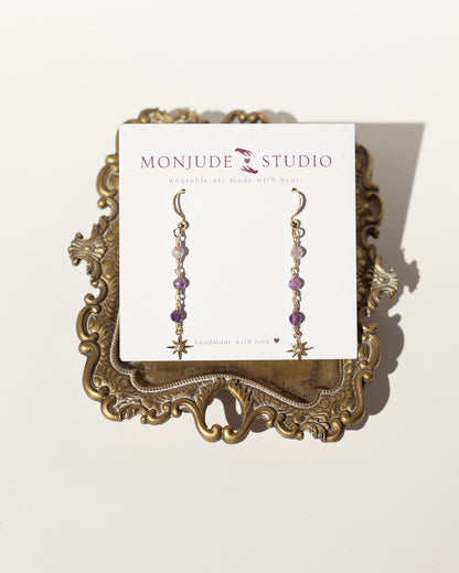 Dainty Gemstone Star Drop Earrings