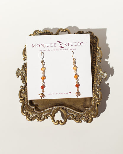 Dainty Gemstone Star Drop Earrings