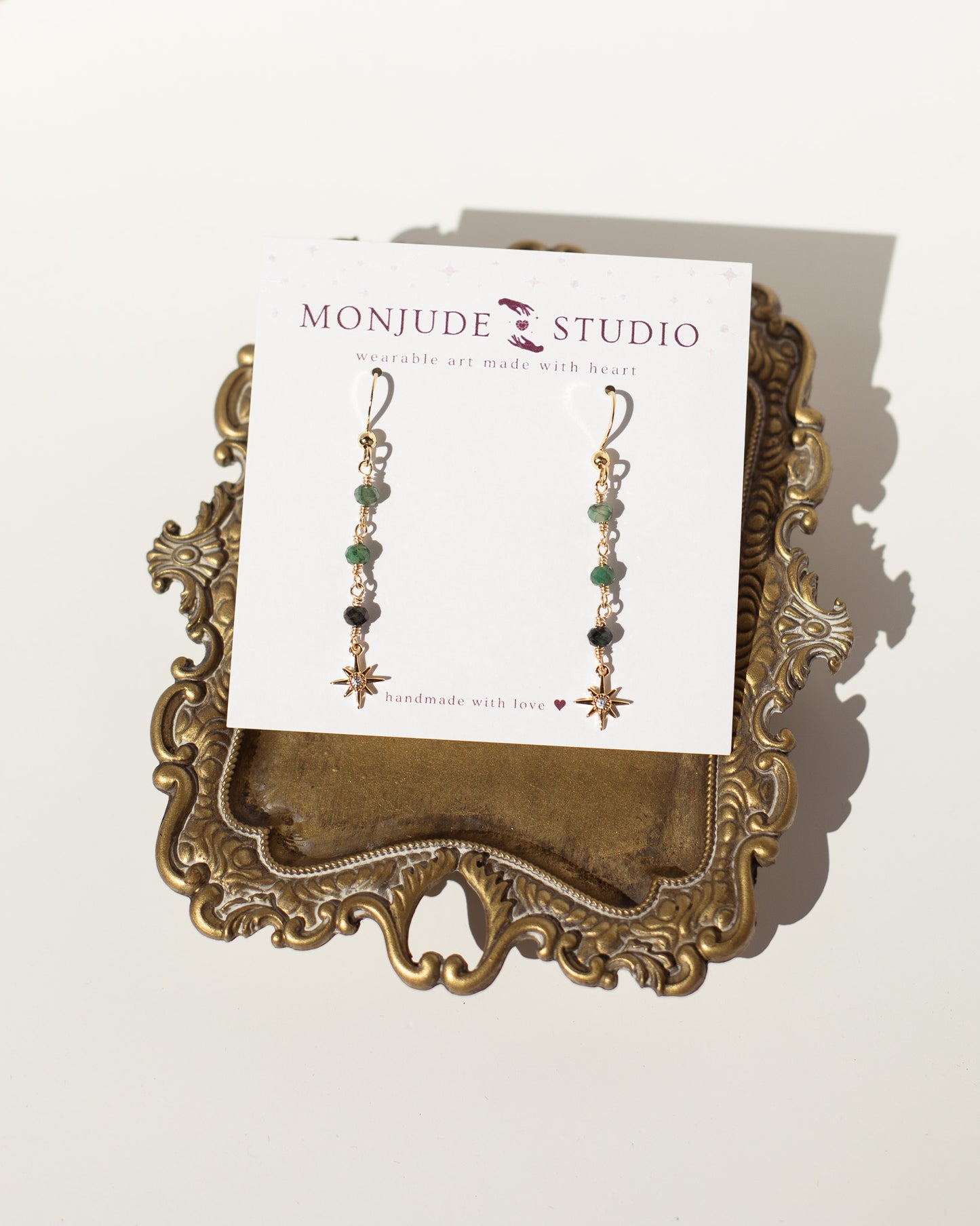 Dainty Gemstone Star Drop Earrings