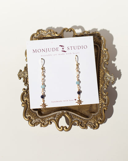 Dainty Gemstone Star Drop Earrings