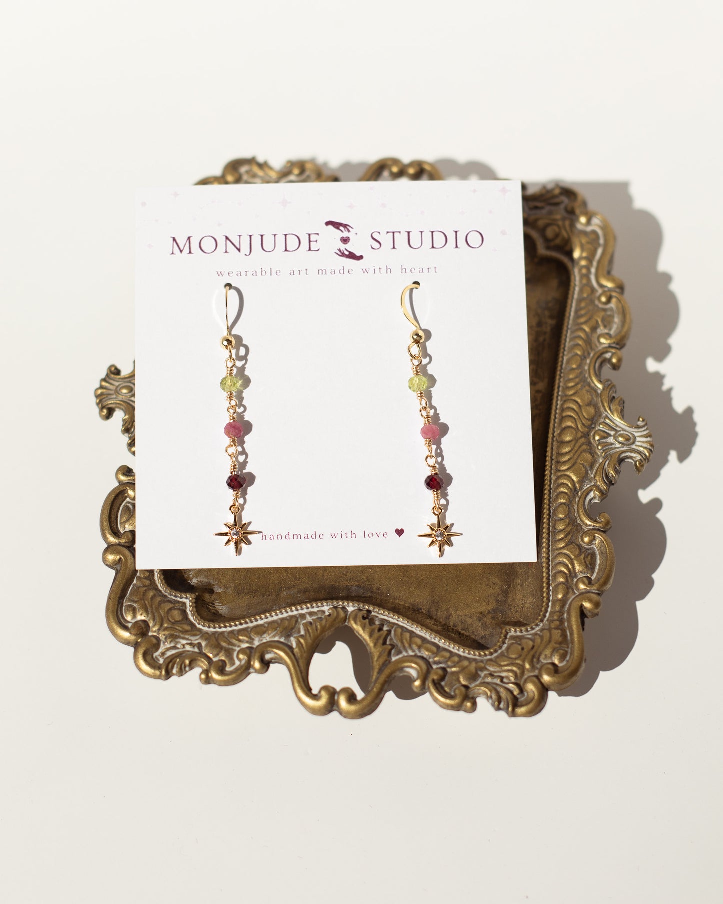 Dainty Gemstone Star Drop Earrings
