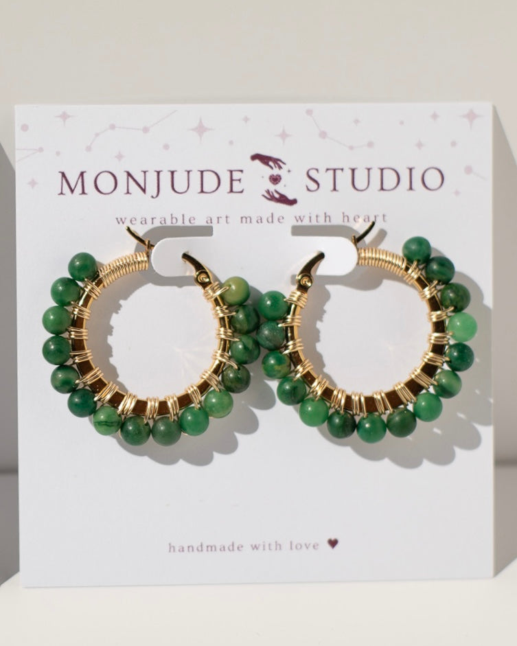 Wire Wrapped Crystal Hoops