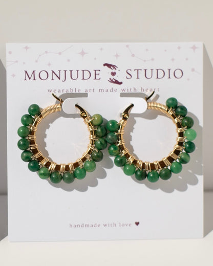 Wire Wrapped Crystal Hoops