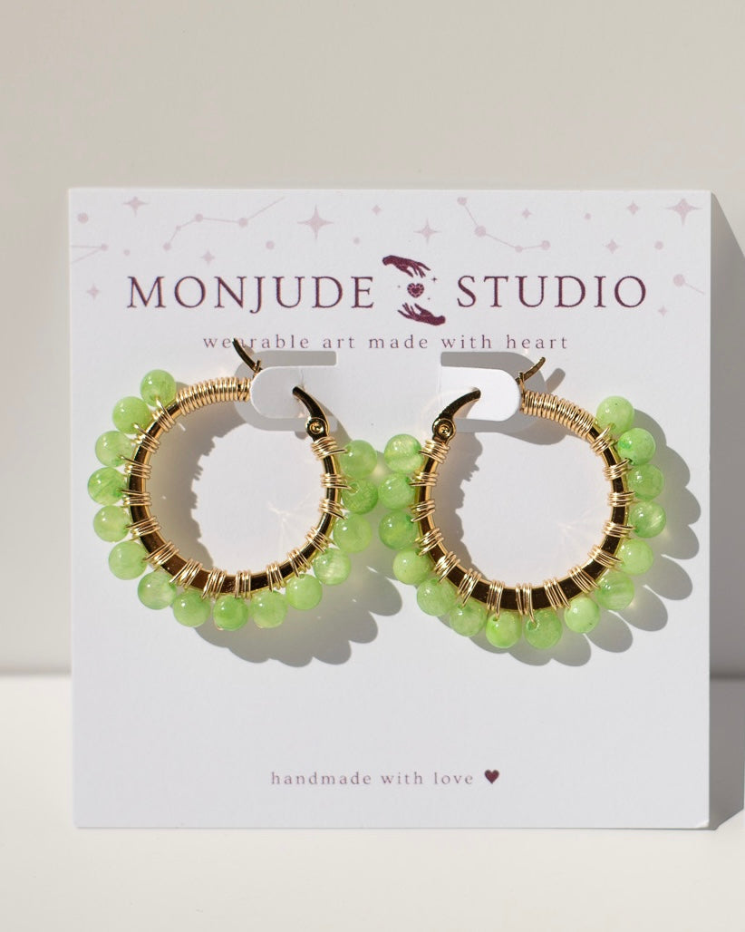 Wire Wrapped Crystal Hoops