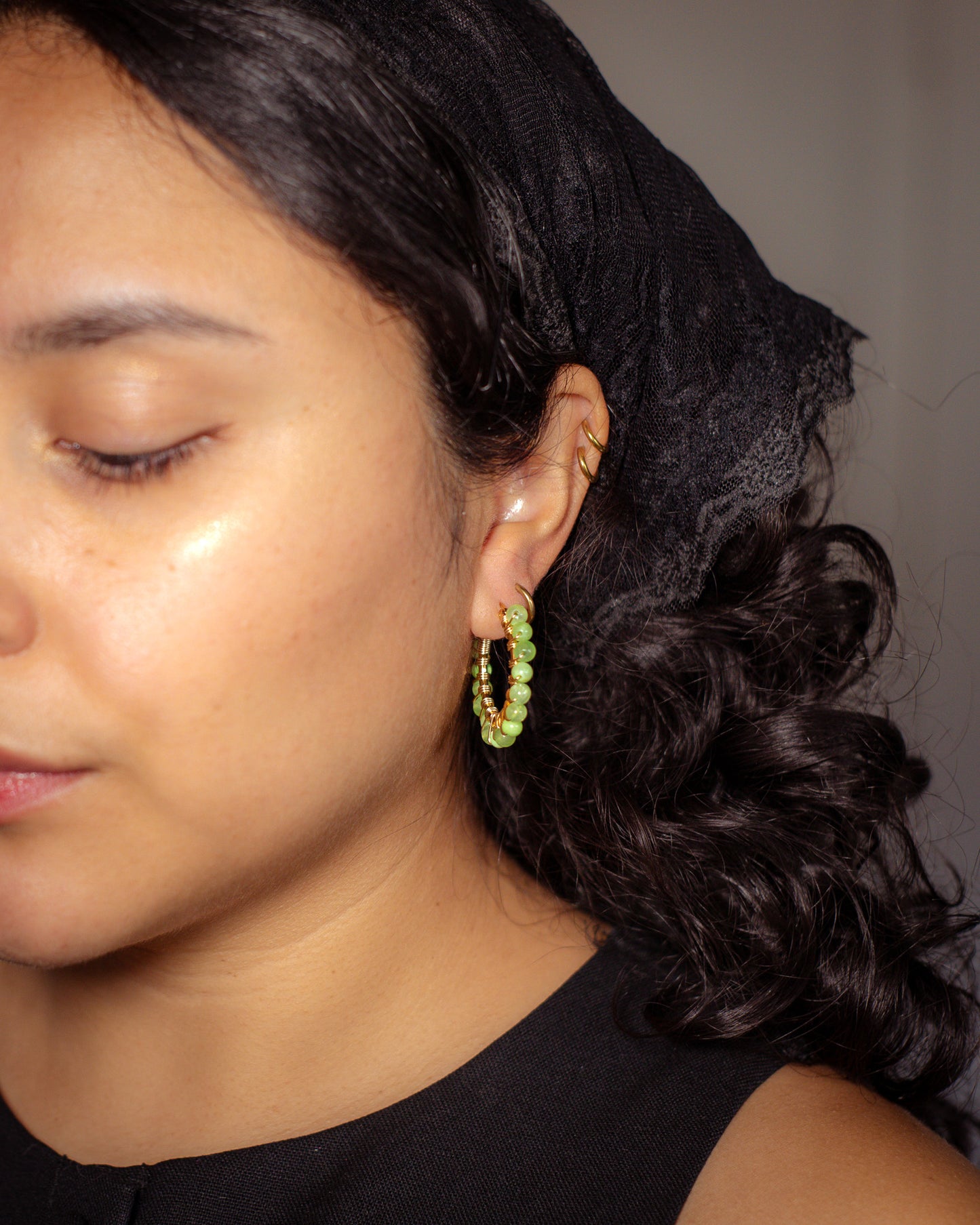 Wire Wrapped Crystal Hoops