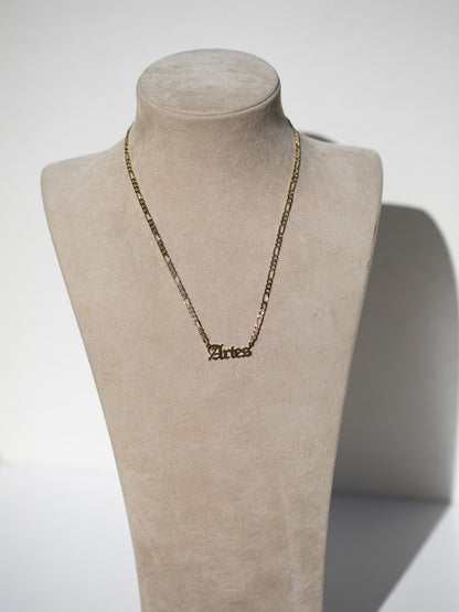 Zodiac Nameplate Necklace (Gold Filled)